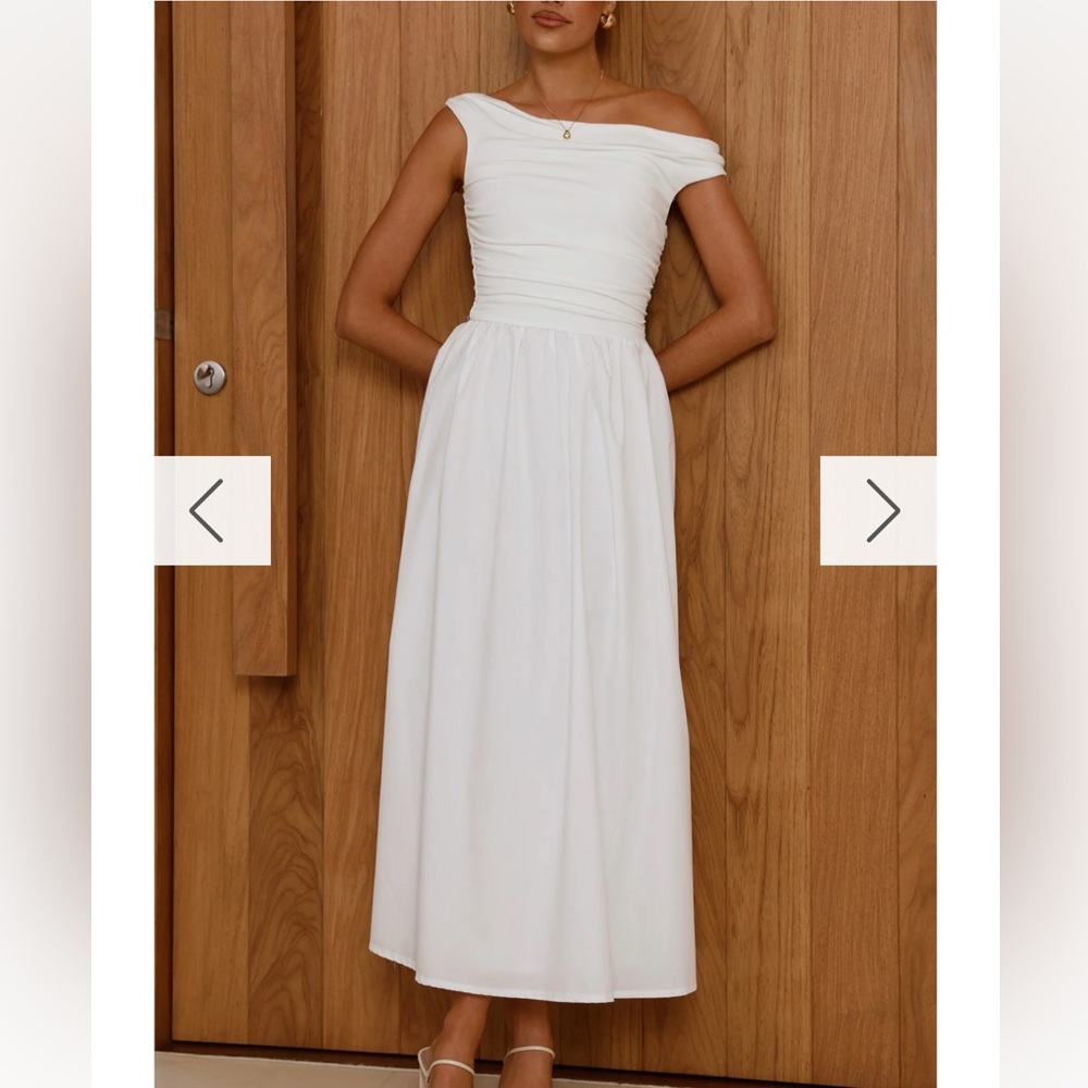 Immy Midi, One-Shoulder White Dress